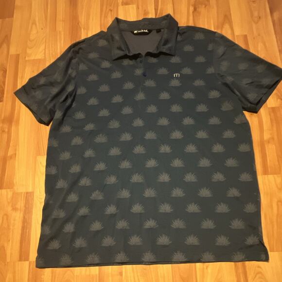 TravisMathew Other - TravisMathew Men's Golf Polo Shirt Blue 2XL “At The Buffet”Graphic Print Logo SS